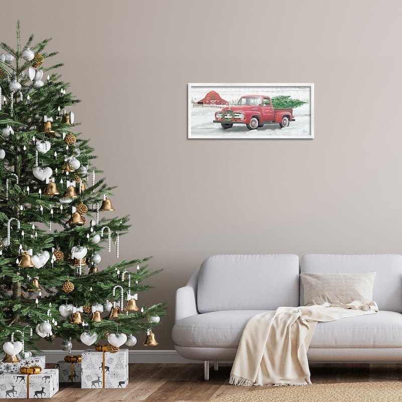 Stupell Christmas Truck on Snowy Farm Framed Giclee Art Design By Mollie B.