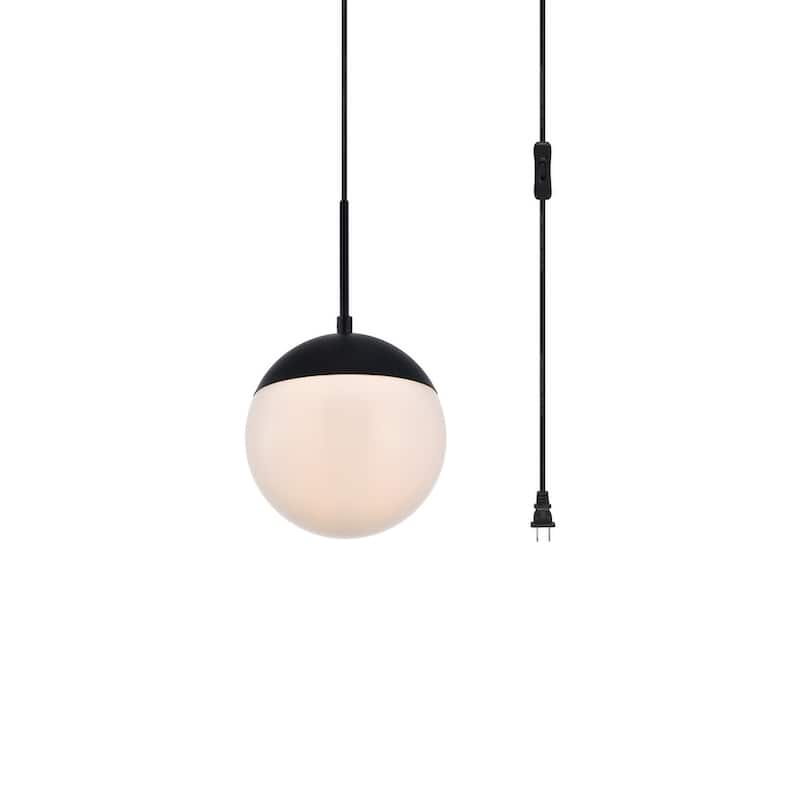 Elian 1-Light Plug in Pendant- Black - 8" Diameter
