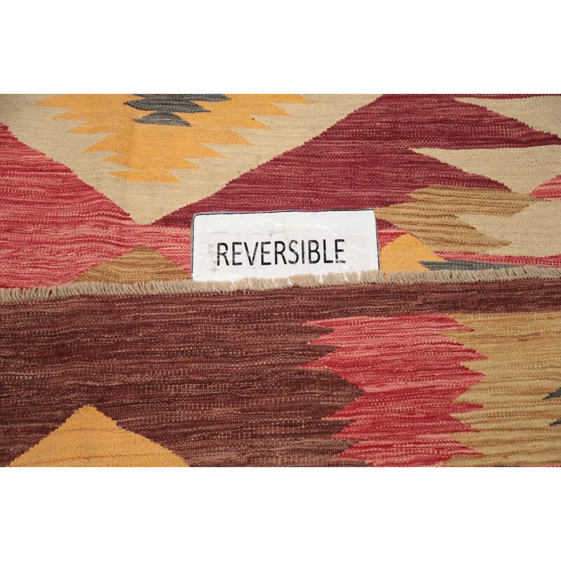 Hand Woven Oriental 100% Wool Carpet Southwestern Tribal Multi-Colored Kilim Area Rug - 9' 9'' X 8' 5''