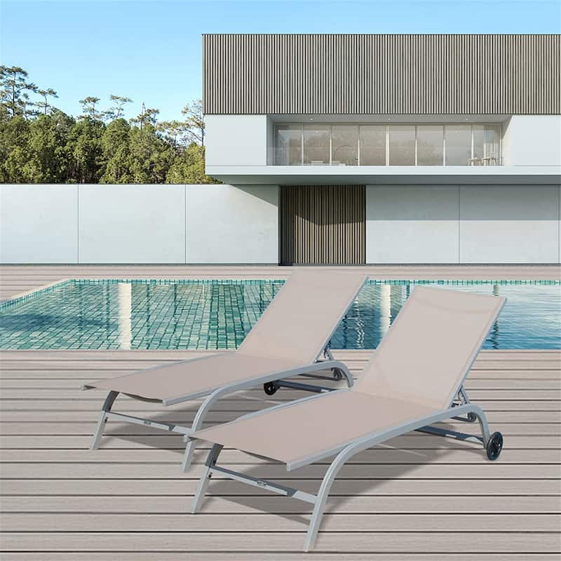 Chaise Lounge Outdoor Set of 2 -  khaki