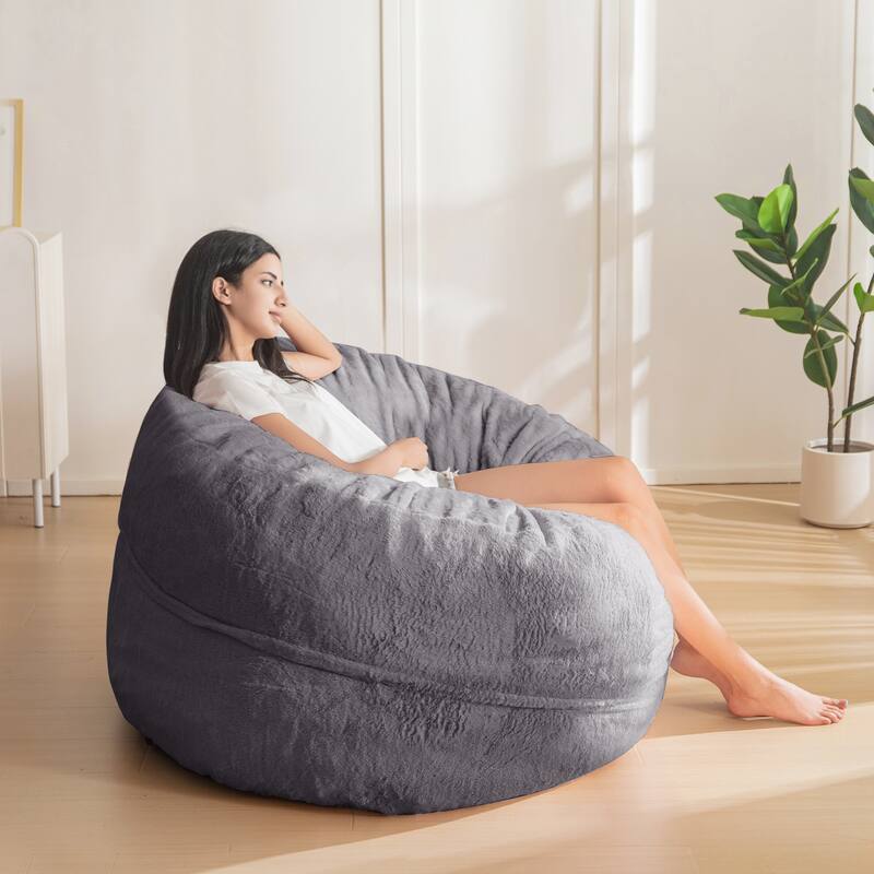 4/5ft Bean Bag Chair,Foam Filled Bean Bag Lounger with Removable Cover