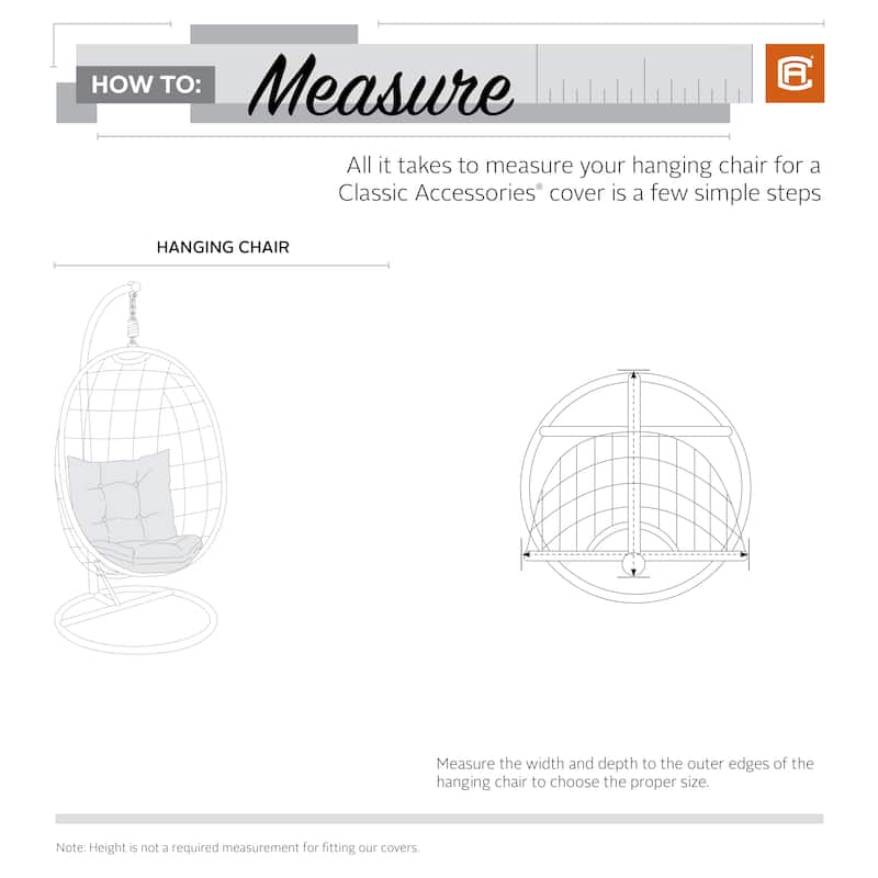 Classic Accessories Veranda Water-Resistant 43 Inch Patio Hanging Chair and Stand Cover