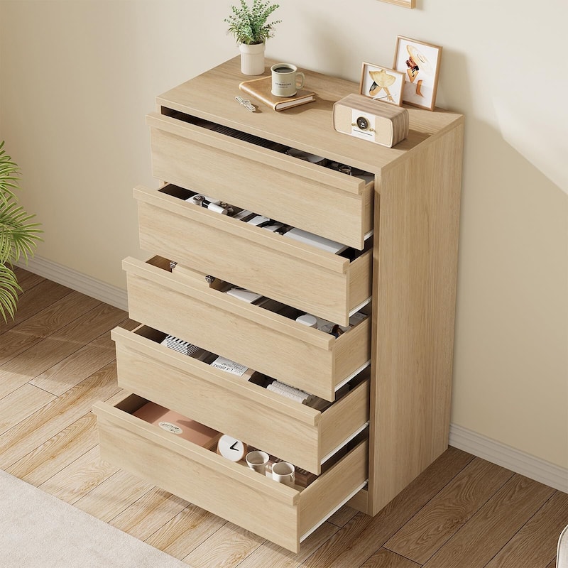 5/7 Drawer Dresser for Bedroom, Modern 5 Chest of Drawers Tall with Large Drawers Storage, Wooden Dresser Organizer