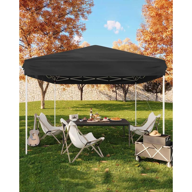 10x10 Heavy Duty Pop Up Canopy, 3 Adjustable Height - 10*10Ft - Black