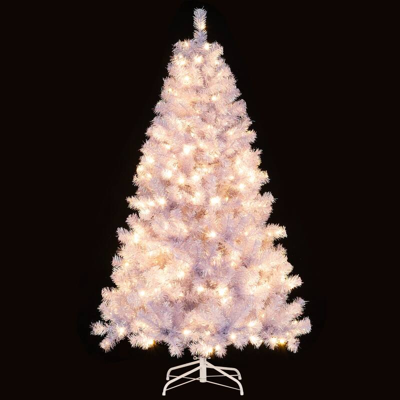 Gymax 6 FT Artificial Tinsel Christmas Tree w/ 250 Lights 8 Modes 688