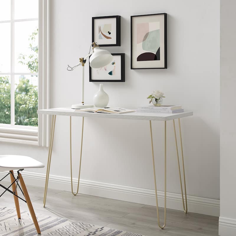 Middlebrook Skara White 42-inch Hairpin Writing Desk