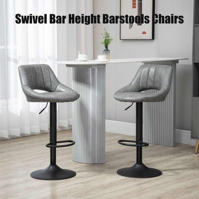 Swivel Bar Height Barstools Set of 2 - Grey