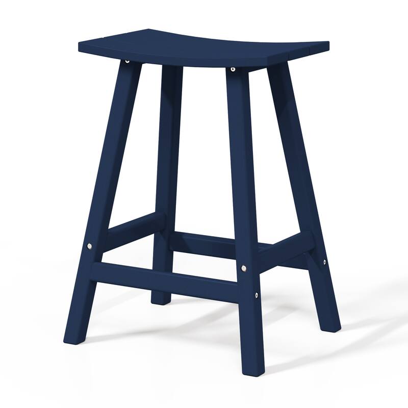 Laguna Hdpe All Weather Outdoor Patio 24" Saddle Seat Counter Stool (Set Of 2)