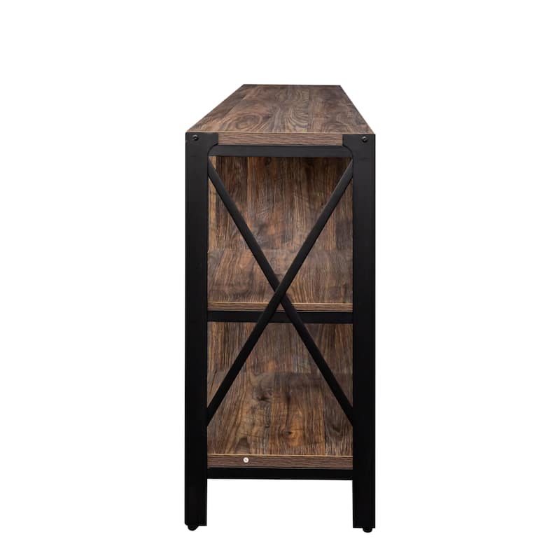80" TV Stand, Modern Industrial Entertainment Center with Metal and Wood Shelving - Ideal for Farmhouse & Living Rooms