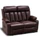 MCombo Electric Power Reclining Sofa with Heat & Massage, Faux Leather 6095/6075/6077 - Loveseat Recliner - Dark Brown