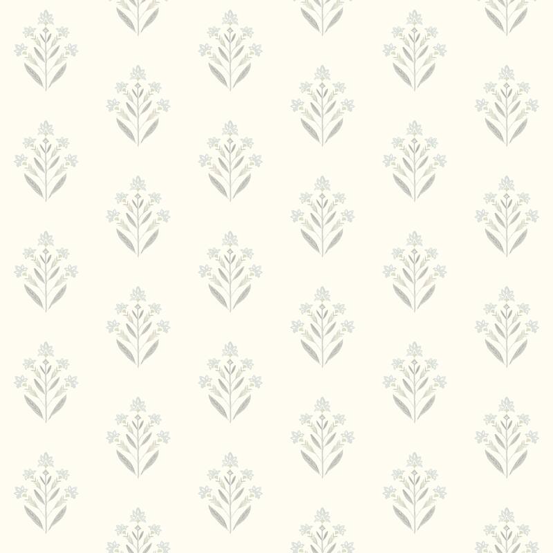 Chesapeake Kova Light Blue Floral Crest Wallpaper
