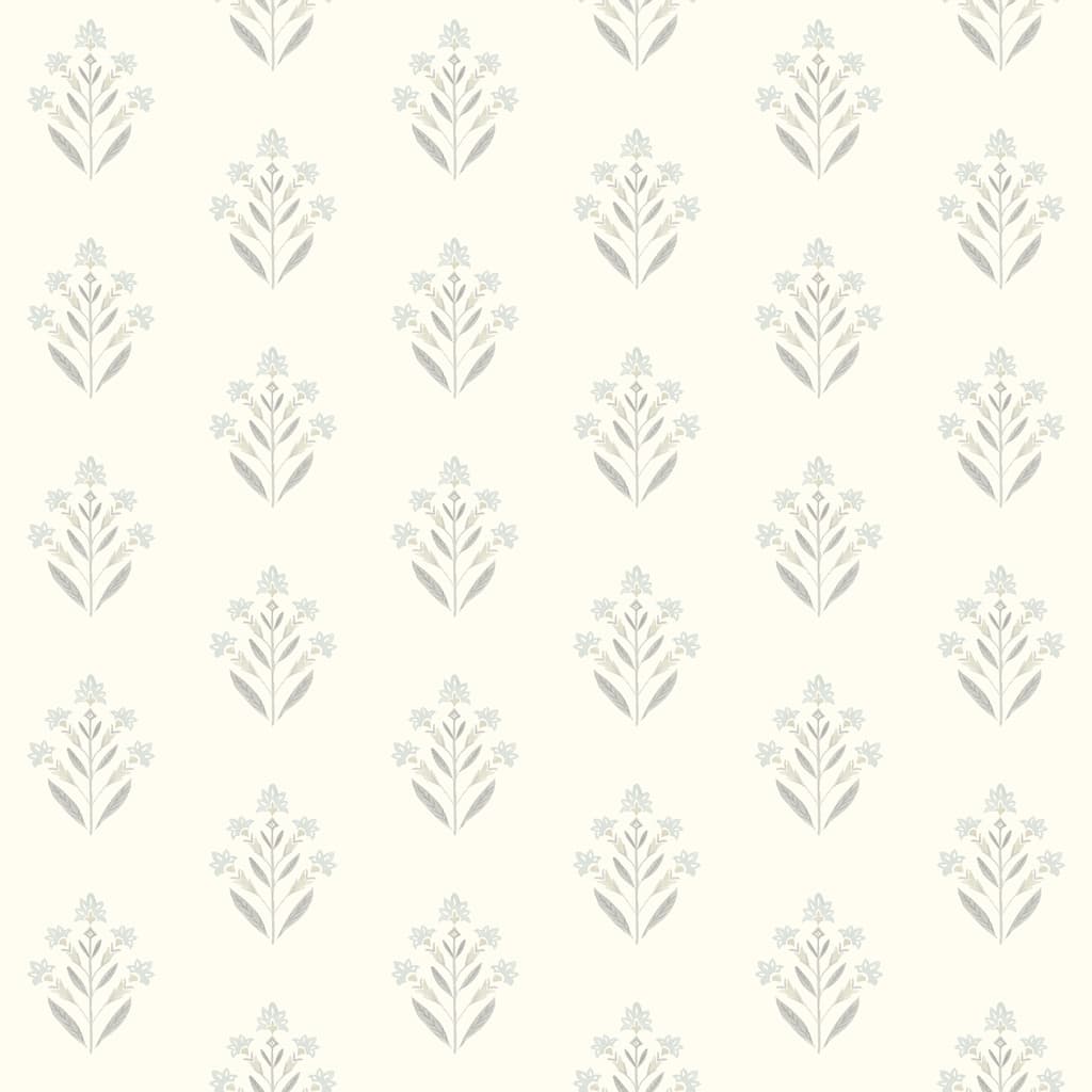 Chesapeake Kova Light Blue Floral Crest Wallpaper