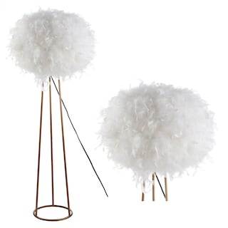 Bevin 52" Feather Metal LED Floor Lamp, White/Gold by JONATHAN  Y