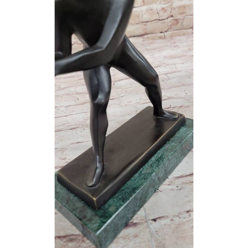 Signed Original Mario Nick Abstract Mid Century Baseball Player Bronze Sculpture