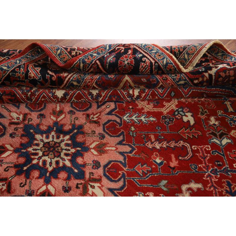 Hand Knotted Oriental 100% Wool Carpet Traditional Medallion Red Heriz (serapi) Area Rug - 11' 10'' X 8' 8''