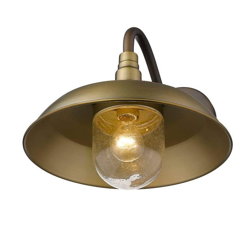 1-Light Outdoor Flush Mount Wall Light with Clear Seedy Glass Shade and Steel Fixture Garden Lighting