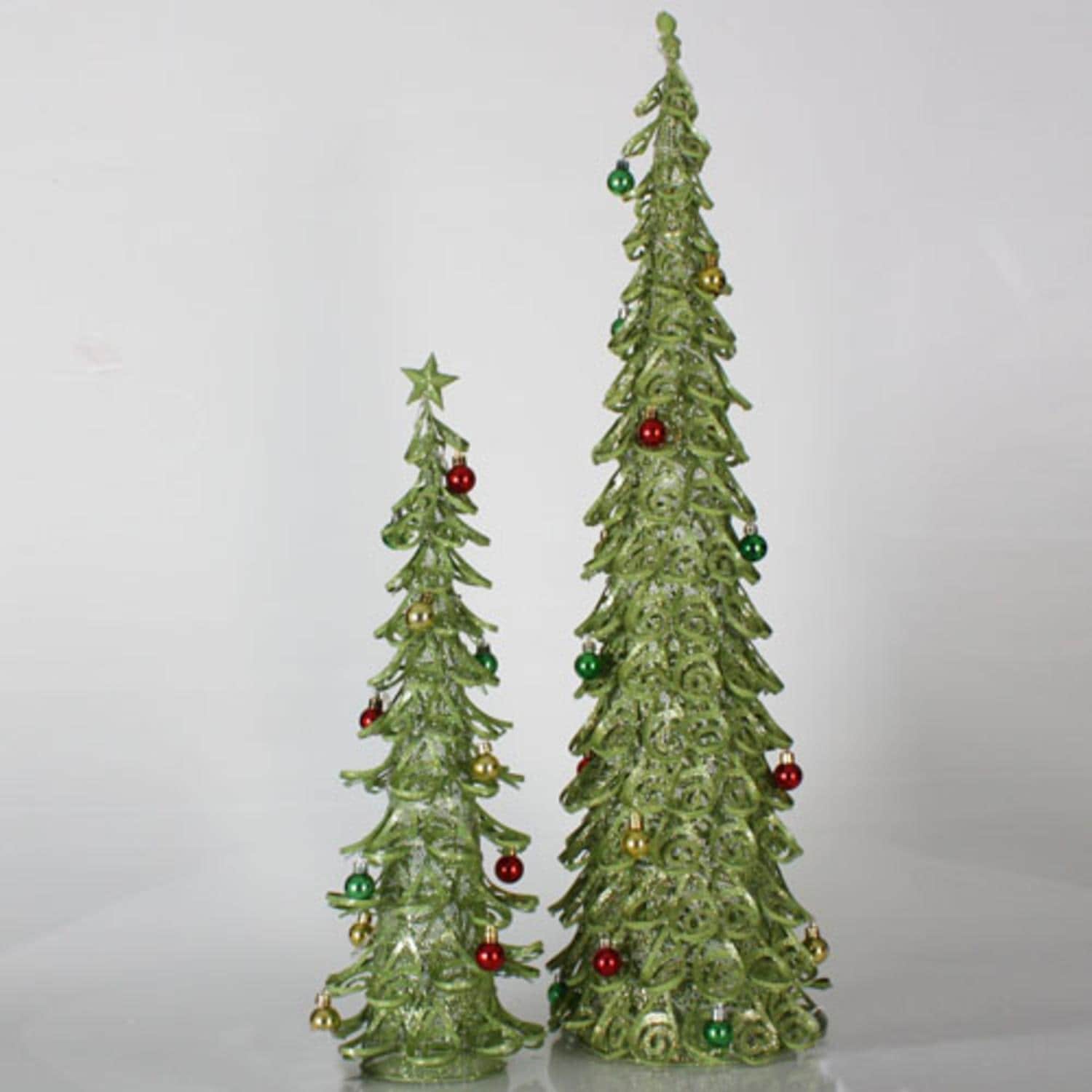 Shop Set Of 2 Lime Green Glitter Mesh Artificial Christmas Trees