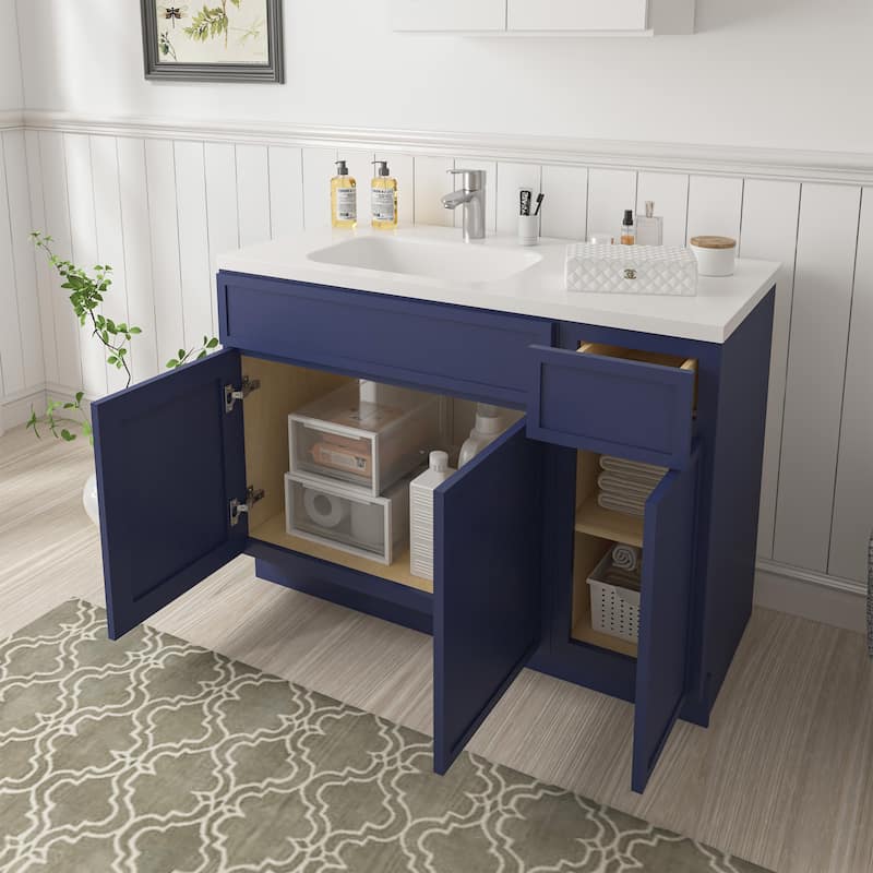 Vanity Art 48" Birch Freestanding Bathroom Vanity Cabinet without Top
