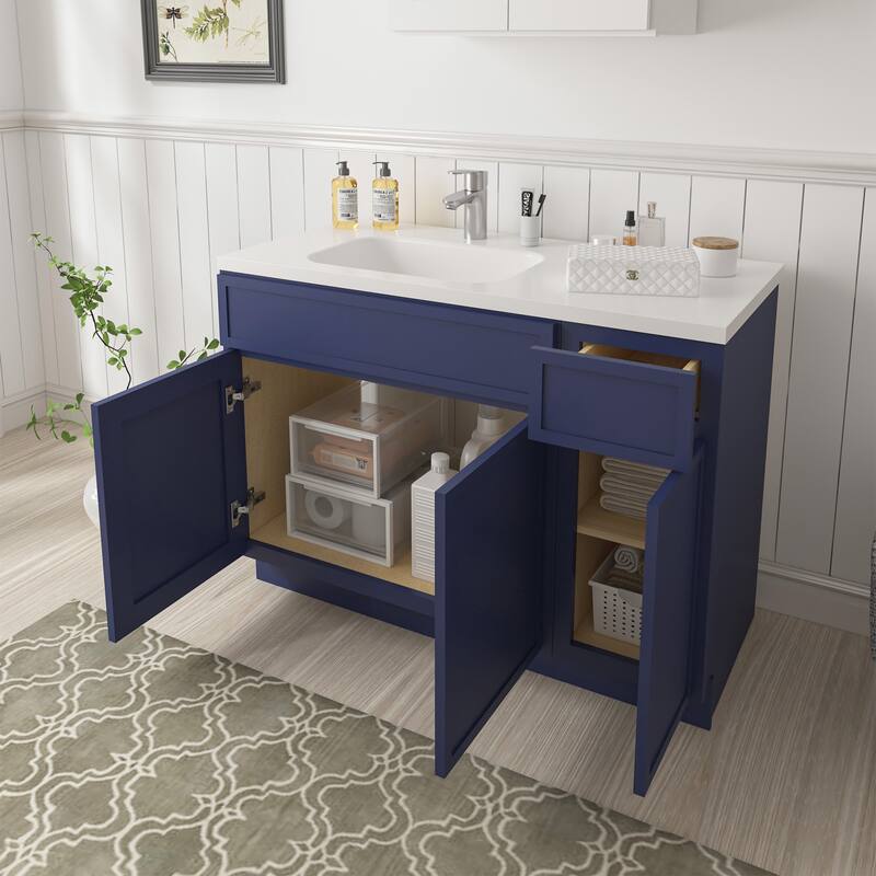 Vanity Art 51" Birch Freestanding Bathroom Vanity Cabinet without Top