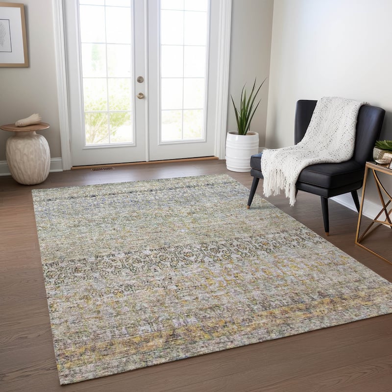 Machine Washable Indoor/ Outdoor Boho Ombre Chantille Rug - Seafoam - 10' x 14'