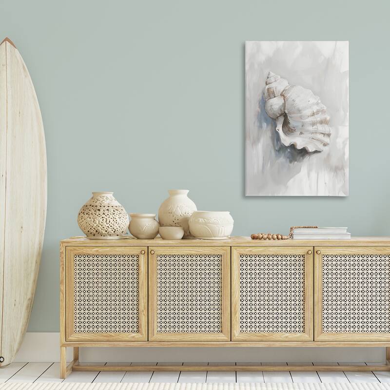Stupell Neutral Curved Seashell Canvas Wall Art Design By Ramona Murdock