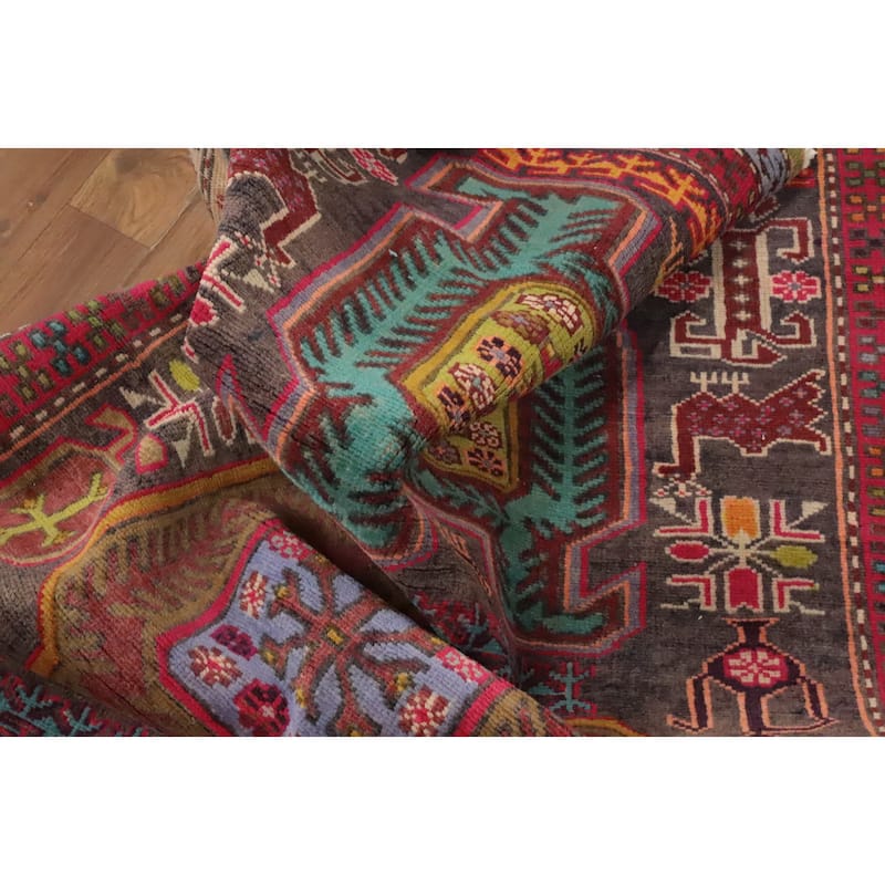 Hand Knotted Oriental 100% Wool Carpet Traditional Tribal Multi-Colored Heriz Runner Rug - 10' 2'' X 3' 5''