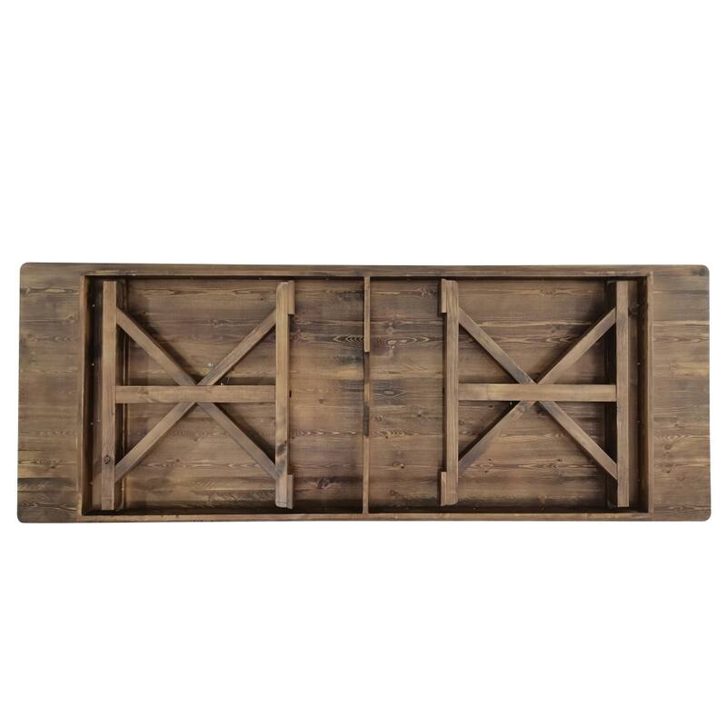 9' x 40" Rectangular Antique Rustic Solid Pine Folding Dining Table