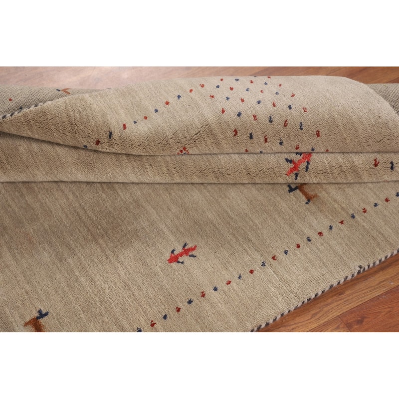 Little Animals Tribal Gabbeh Indian Foyer Rug Hand-Knotted Wool Carpet - 3'11"x 5'10"