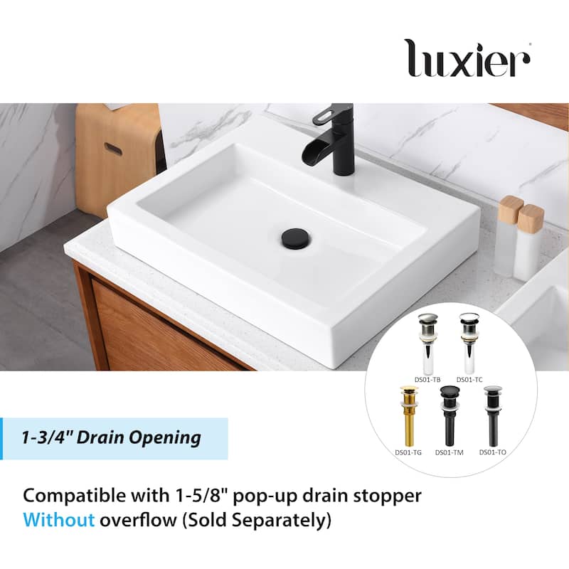 Luxier CS-021 Rectangular Bathroom Ceramic Vessel Sink Art Basin