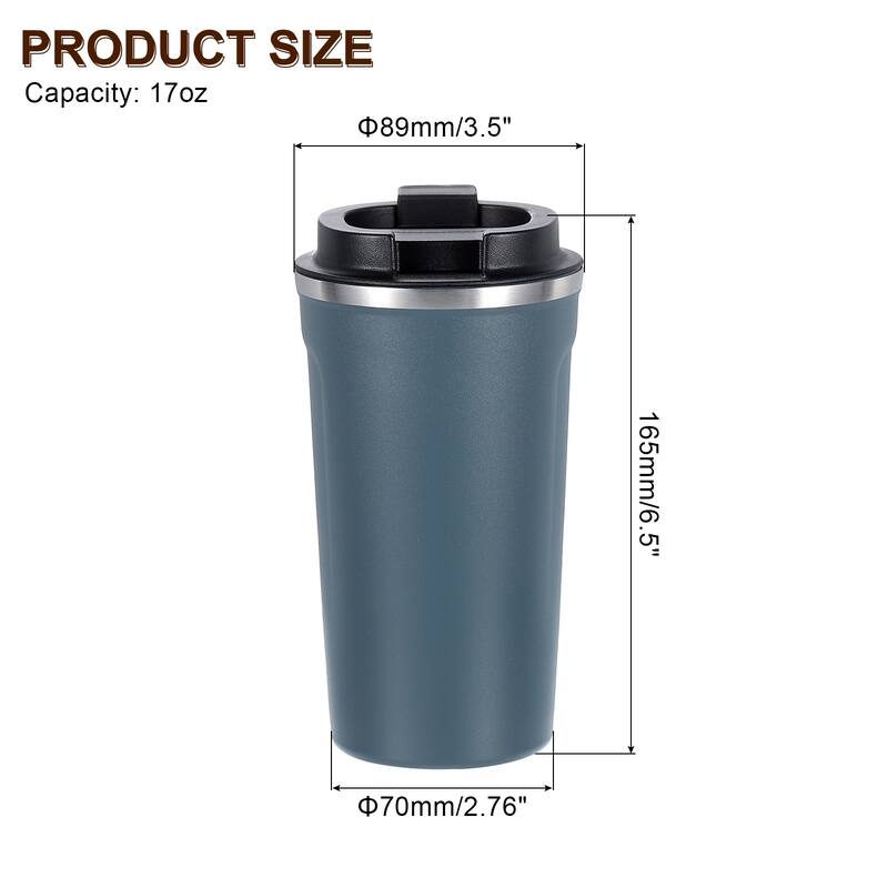 Insulated Travel Mug, 17 Oz Coffee Tumbler with Leakproof Lid - Dark Blue