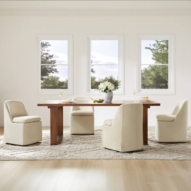 Spruce & Spring Modern Dining Chair with Removable Slipcover and Hidden Casters