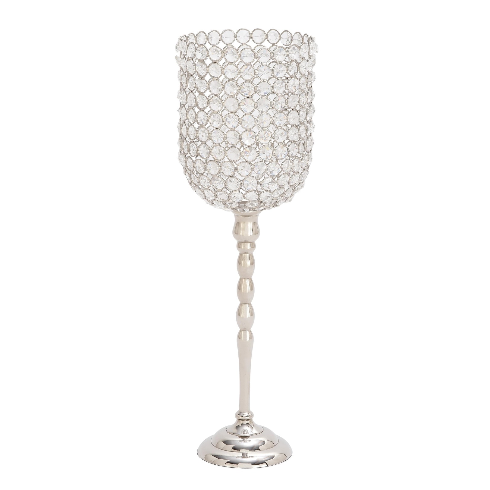 Aluminum Metal Single Candle Room Hurricane Lamp - Silver - Roche River Decor - 6"W x 6"L x 19"H