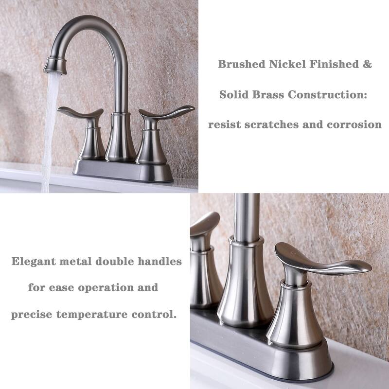 4 Inch Centerset Bathroom Sink Faucet With Drain Assembly Two Handle Bathroom Faucets 2 Hole High Arc Lavatory Basin Vanity Tap