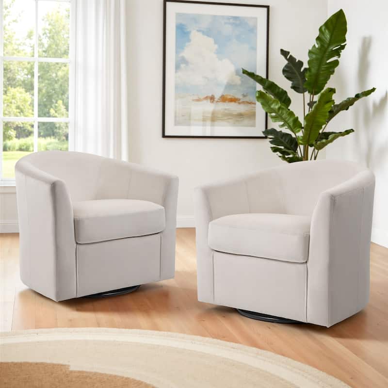 Set of 2 Velvet Swivel Accent Chairs Barrel Chairs with Plush Cushion