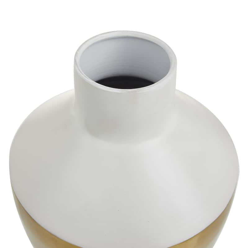 Metal Decorative Vase with Gold Band - Set of 2 Black or White - Roche River Decor