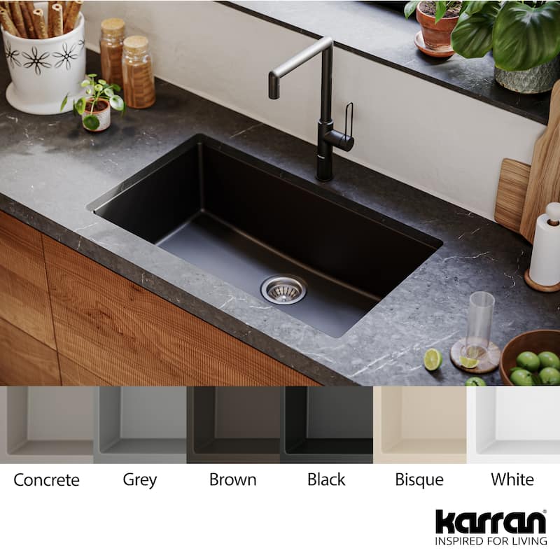 Karran Undermount 32.5 in. Large Single Bowl Quartz Kitchen Sink