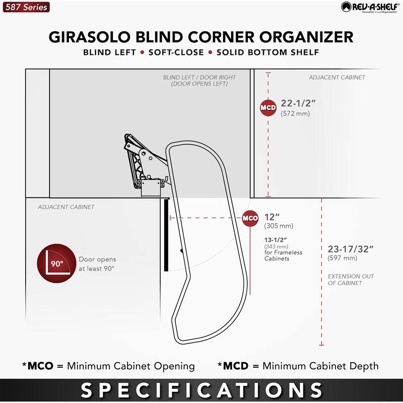 Rev-A-Shelf 487CC-12-R Craftsman 32-1/16" Wide Designer Right Blind