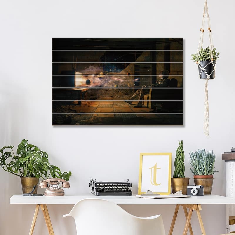 Cosmic Channel II Print On Wood by Nicebleed - Multi-Color