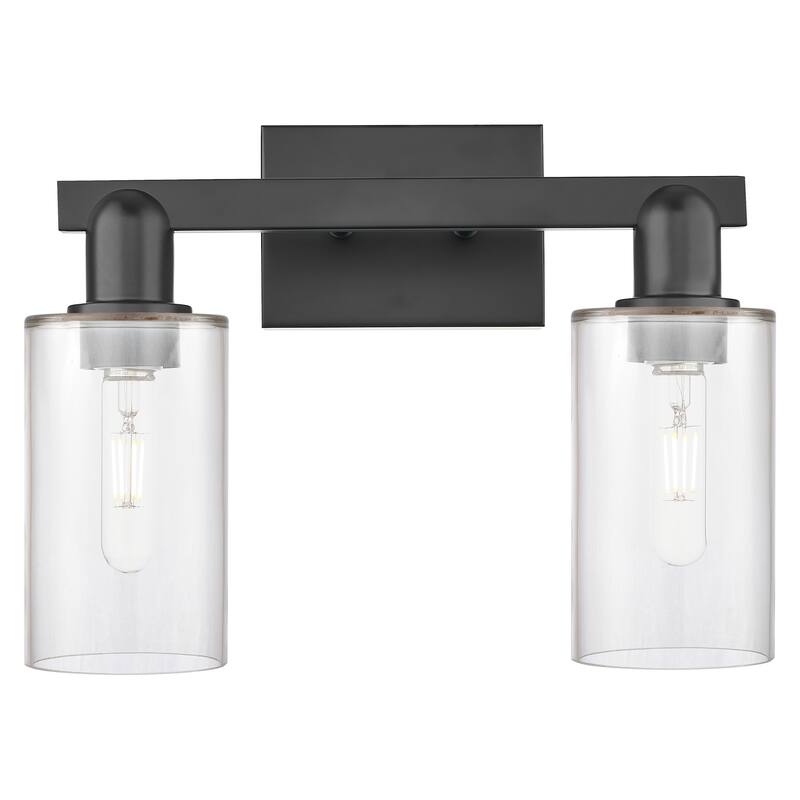 Innovations Lighting 716-2W-11-15 Clymer Vanity Clymer 2 Light 15" - Matte Black / Clear