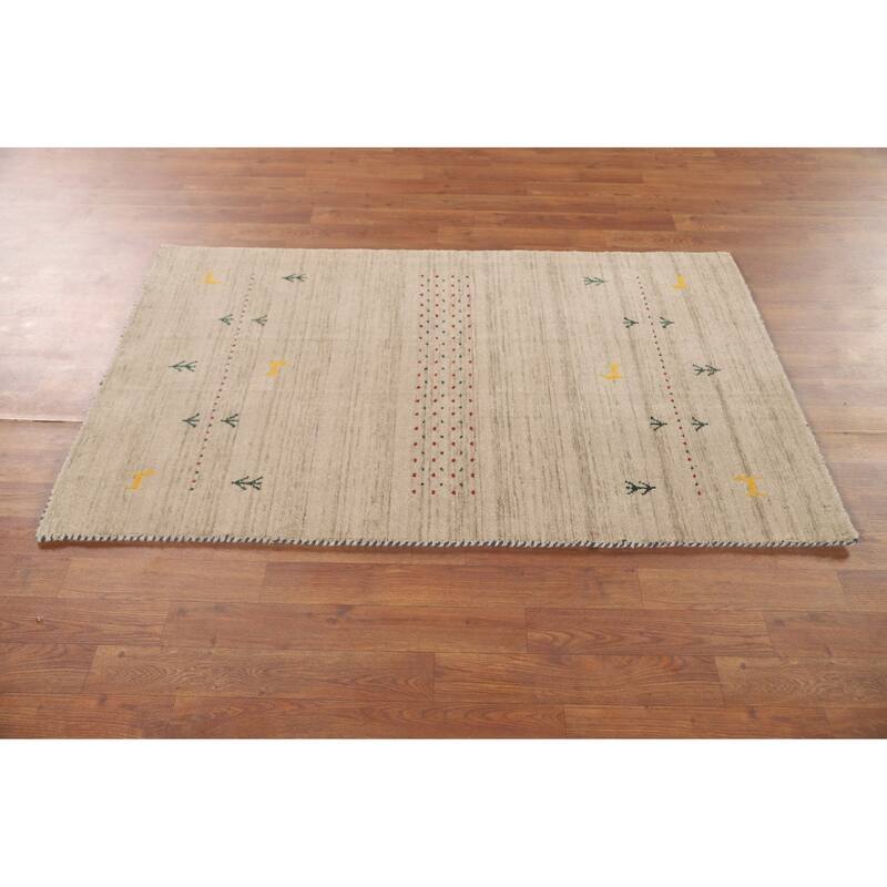 Gabbeh Accent Rug Hand-Knotted Contemporary Wool Carpet - 3'0" x 4'10"