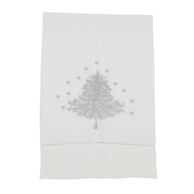 Yuletide Charm Embroidered Christmas Tree Guest Towel (Set of 4)