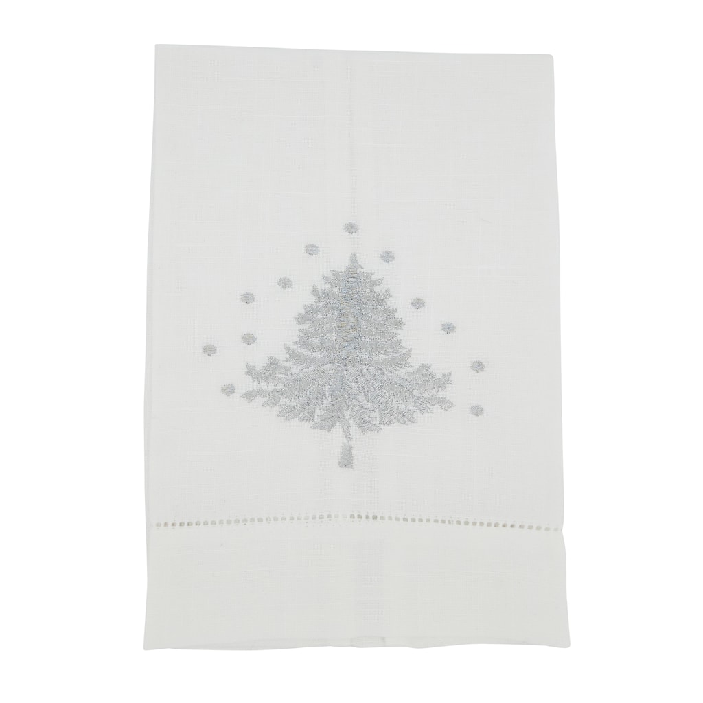 Yuletide Charm Embroidered Christmas Tree Guest Towel (Set of 4)
