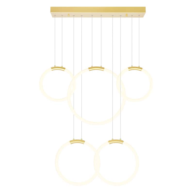 Hoops 5 Light LED Chandelier With Satin Gold Finish - Satin Gold