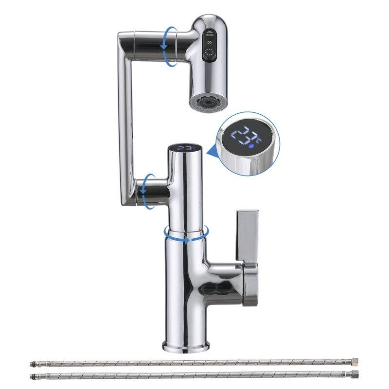 Bathroom Sink Faucet with Spray Temperature Display Anti Skid 360 Swivel​