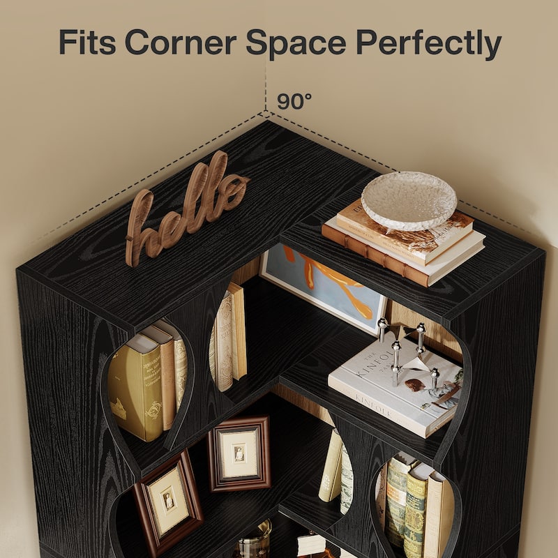 5-Tier Modern L-Shaped Book Shelf Display Bookshelf