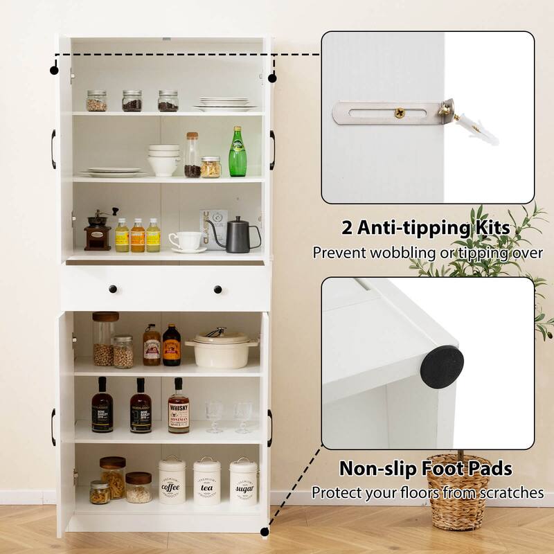 Costway 72" Tall Kitchen Pantry Modern Farmhouse Cupboard Cabinet with - See Details