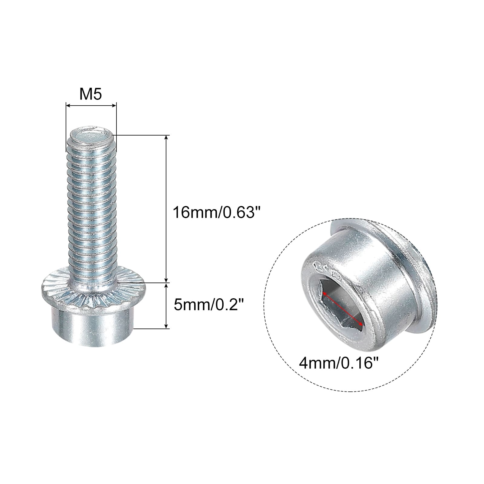 Flanged Socket Head Cap Screws, Hex Socket Head Serrated Flange Bolts Machine Screws