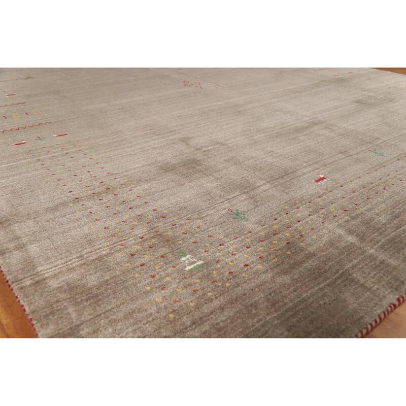 Hand Knotted Oriental 100% Wool Carpet Tribal Tribal Brown Gabbeh Area Rug - 9' 9'' X 7' 11''