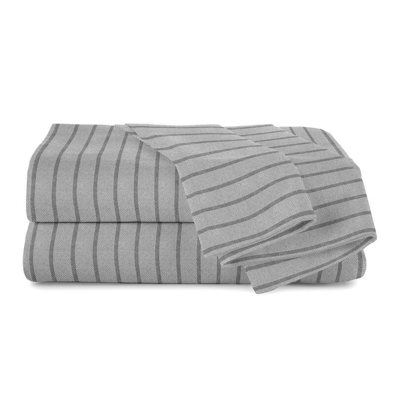 Martex Easy Living Cationic Stripe Sheet Set - Twin - Charcoal