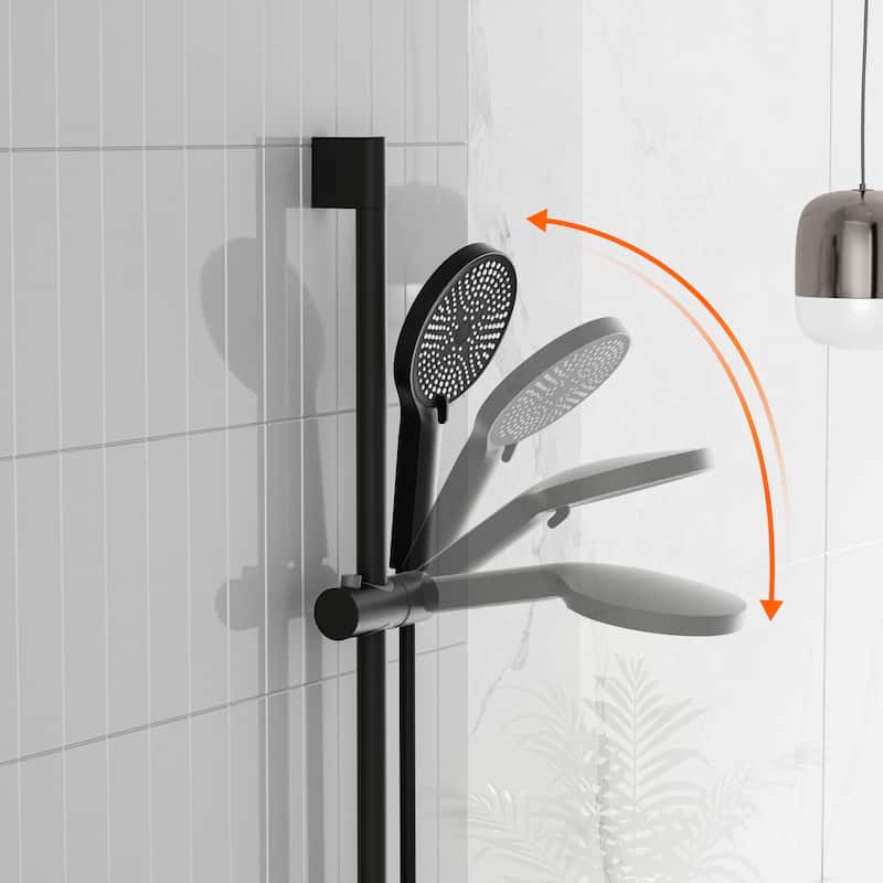 Modland Wall-Mounted Bathtub Faucet with 3-Function Hand Shower, 1.59GPM, Matte Black/Chrome, CUPC Certified